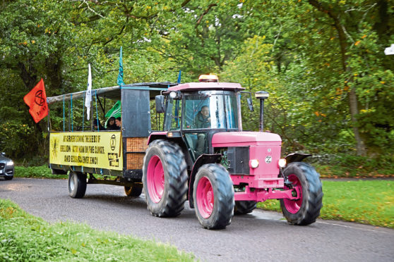 Extinction Rebellion Farmers' pink tractor