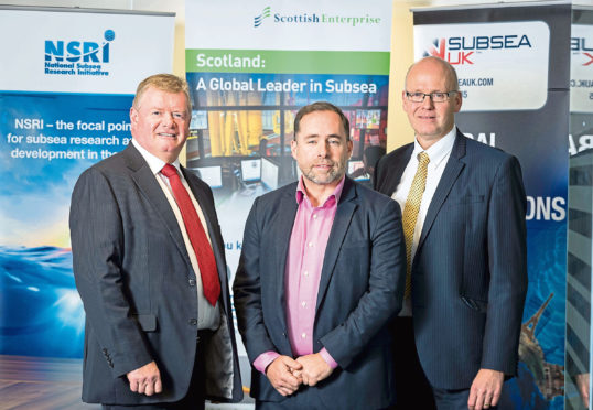 L- R: Tony Laing of NSRI, David Rennie of Scottish Enterprise and Neil Gordon of Subsea UK.

Picture from Subsea UK