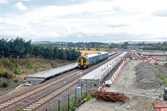 The new Kintore railway station while it was still under construction.