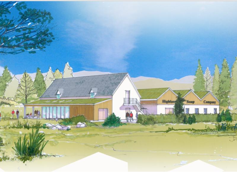 An artist's impression of the Highland Soap Company building to be built on land near the A82 in Fort William.
