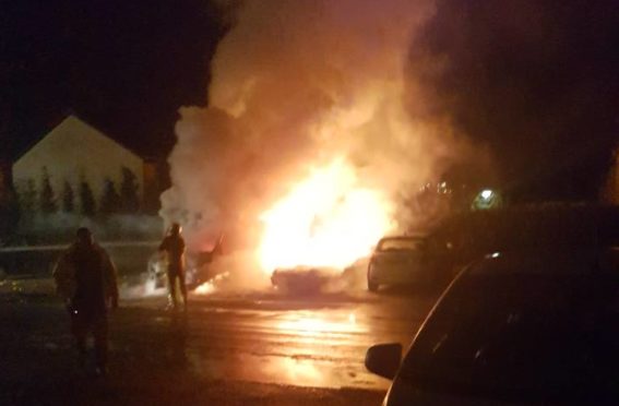 The scene on Aird Avenue in the early hours of Saturday morning. Picture by Tracey Flynn