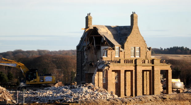 Picture of the demolition of Strathcona House, Bucksburn, in 2017.
Picture by Chris Sumner