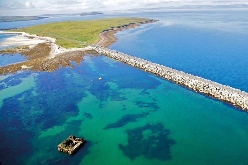 The Churchill Barriers protected Scapa Flow and were built on the orders of Sir Winston Churchill following the German submarine attack on HMS Royal Oak. Picture: Destination Orkney