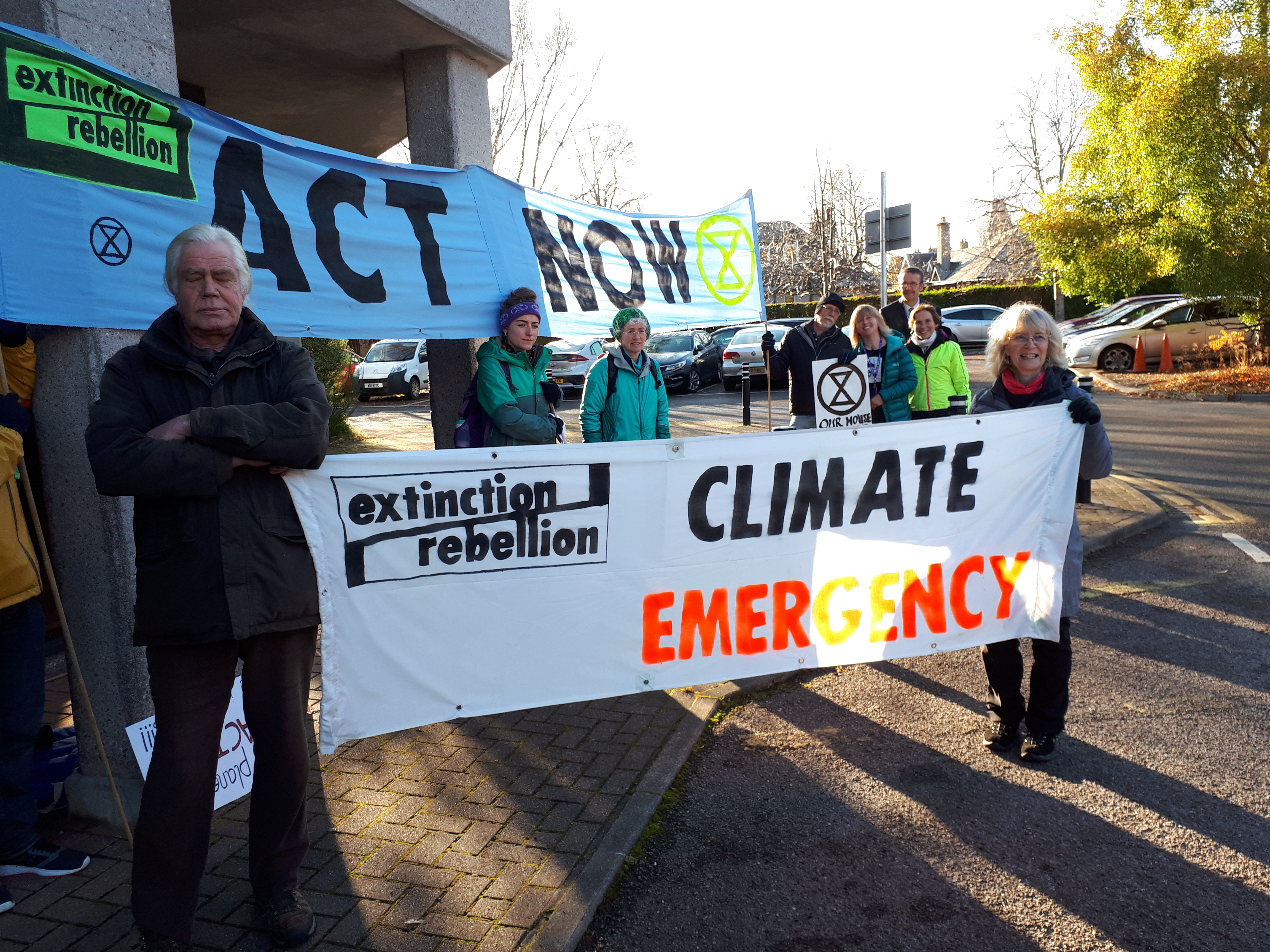 Extinction Rebellion at the Highland Council HQ.