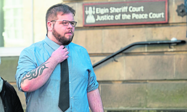 Declan Logan is pictured leaving Elgin Sheriff Court.