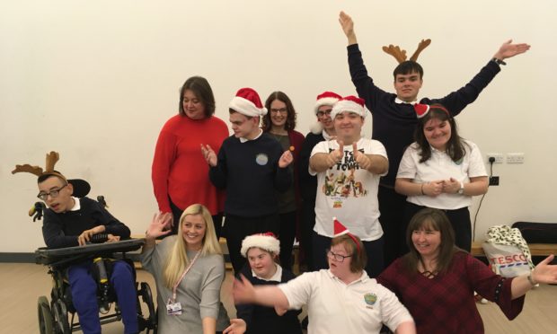 Pupils and staff at Orchard Brae School, Aberdeen.