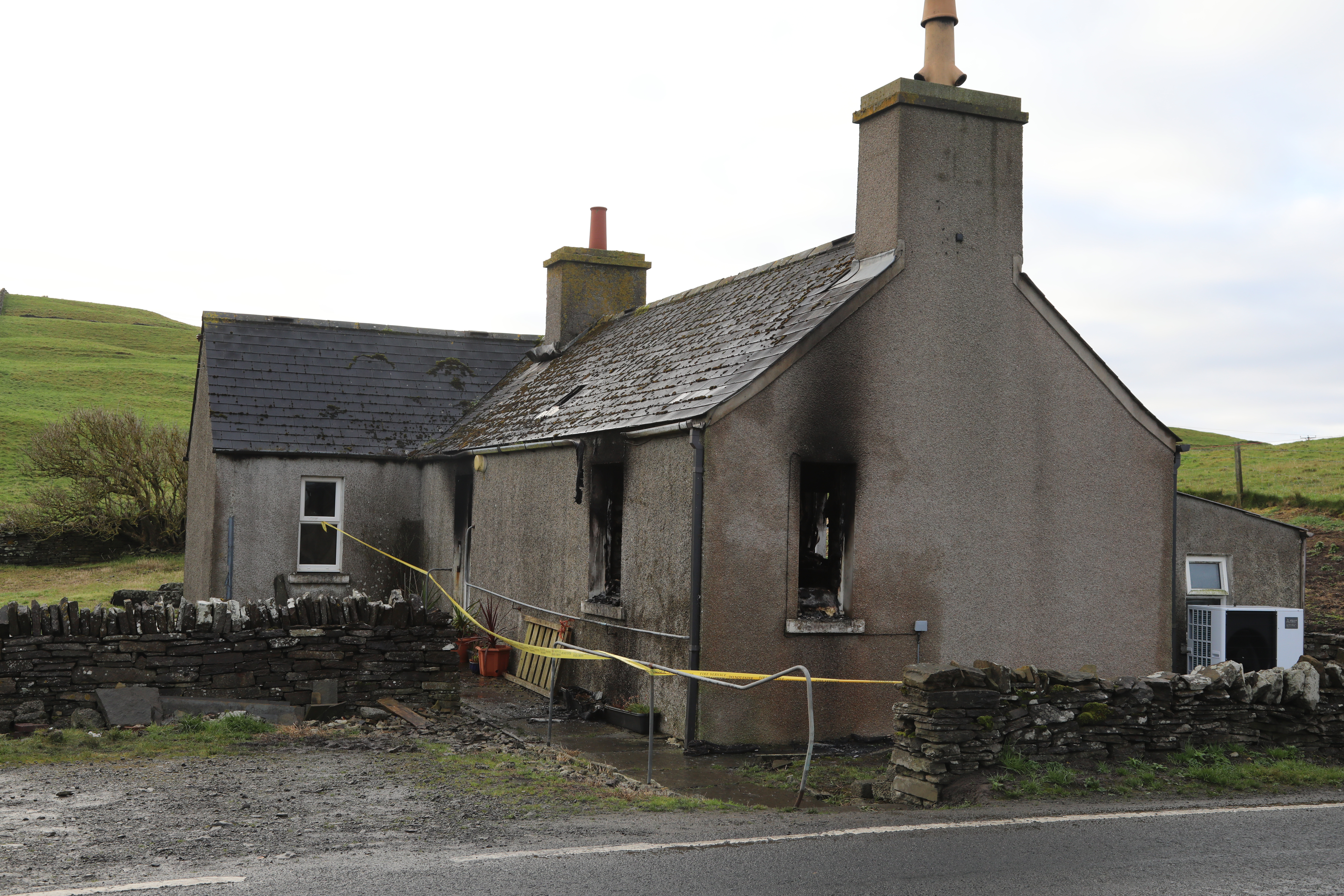 The burnt out cottage belonging to Binscarth farm, Finstown.