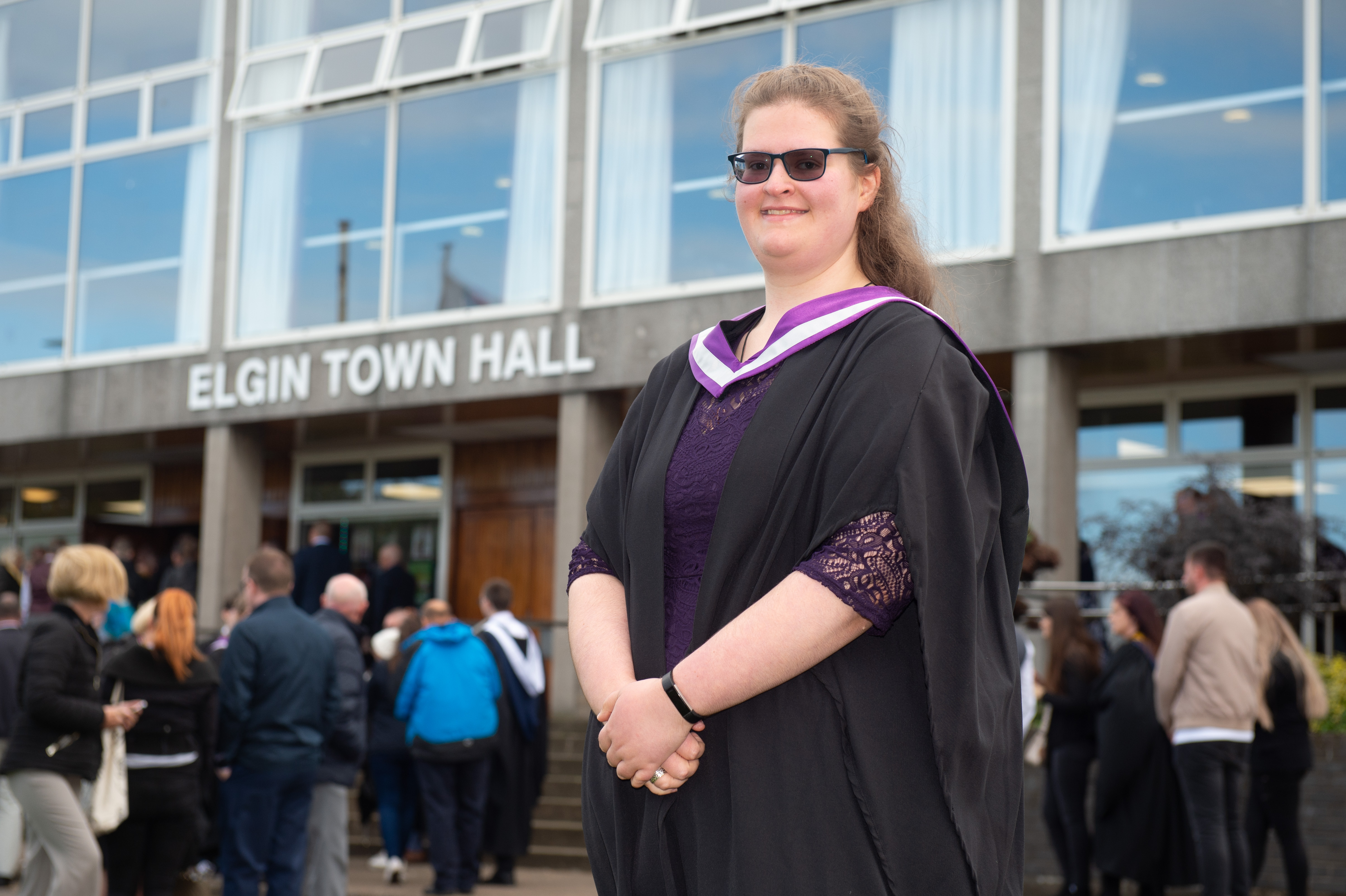 Rebecca Poyner pictured outside Elgin Town Hall.