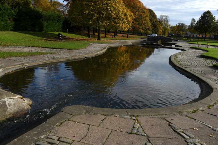 The stream at Westburn Park, that a fuel-like substance has polluted the water.