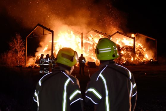 Scottish Fire and Rescue Service at the scene of the fire at a steading in Ellon.

Picture by KENNY ELRICK