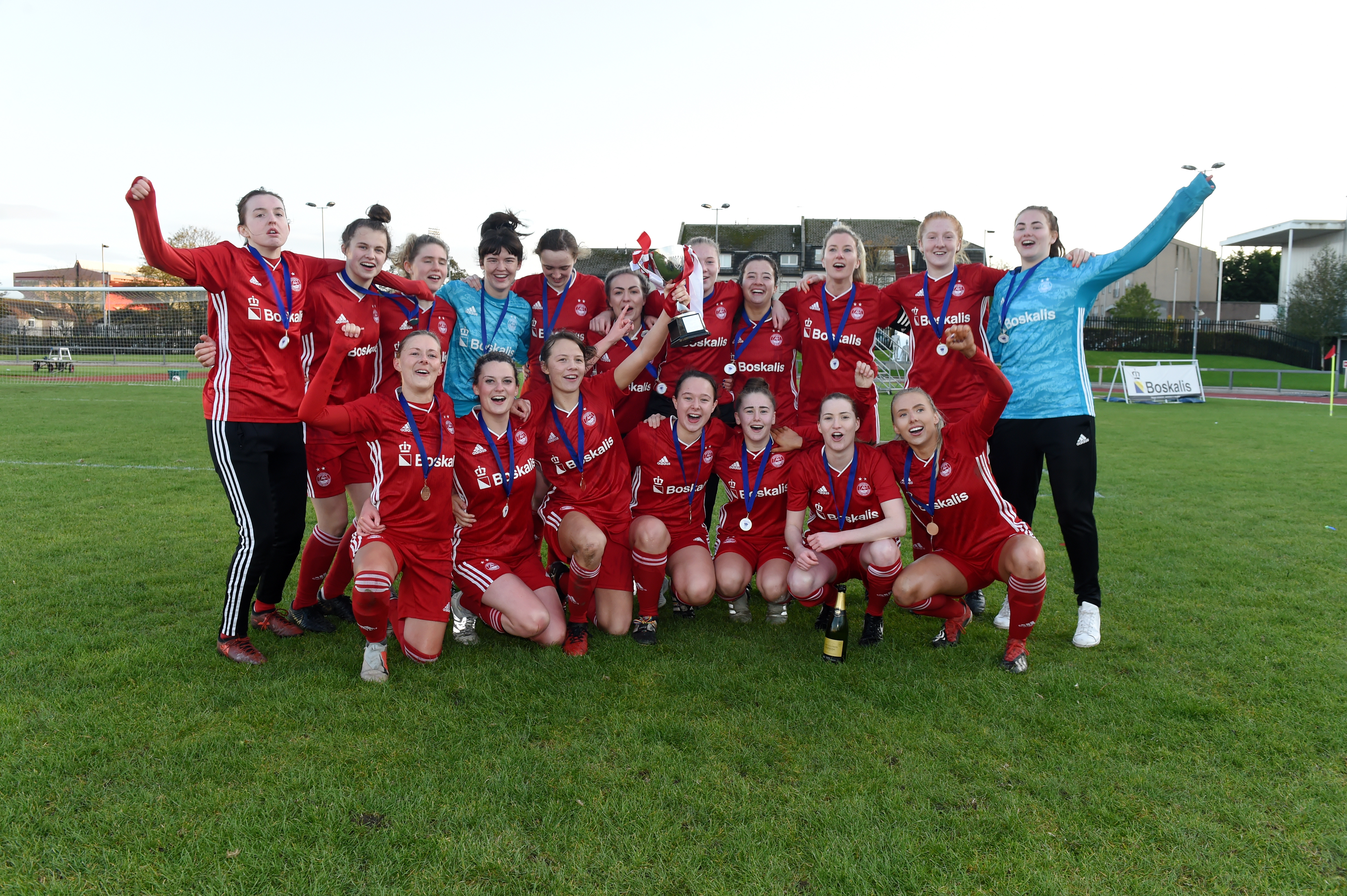 Aberdeen FC Women celebrate their unbeaten title success last year