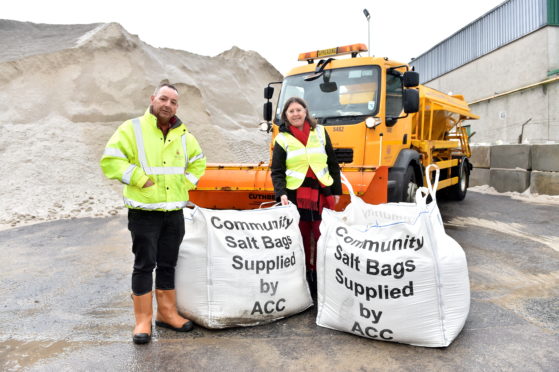 Councillor Sandra Macdonald and Steve Milne - Roads Supervisor.