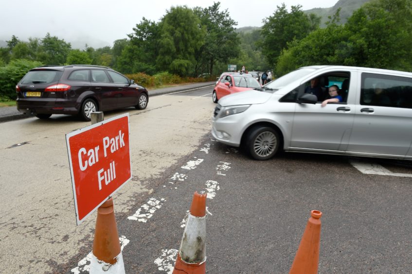 'Car Park Full' sign at the Glenfinnan Monument visitor centre.