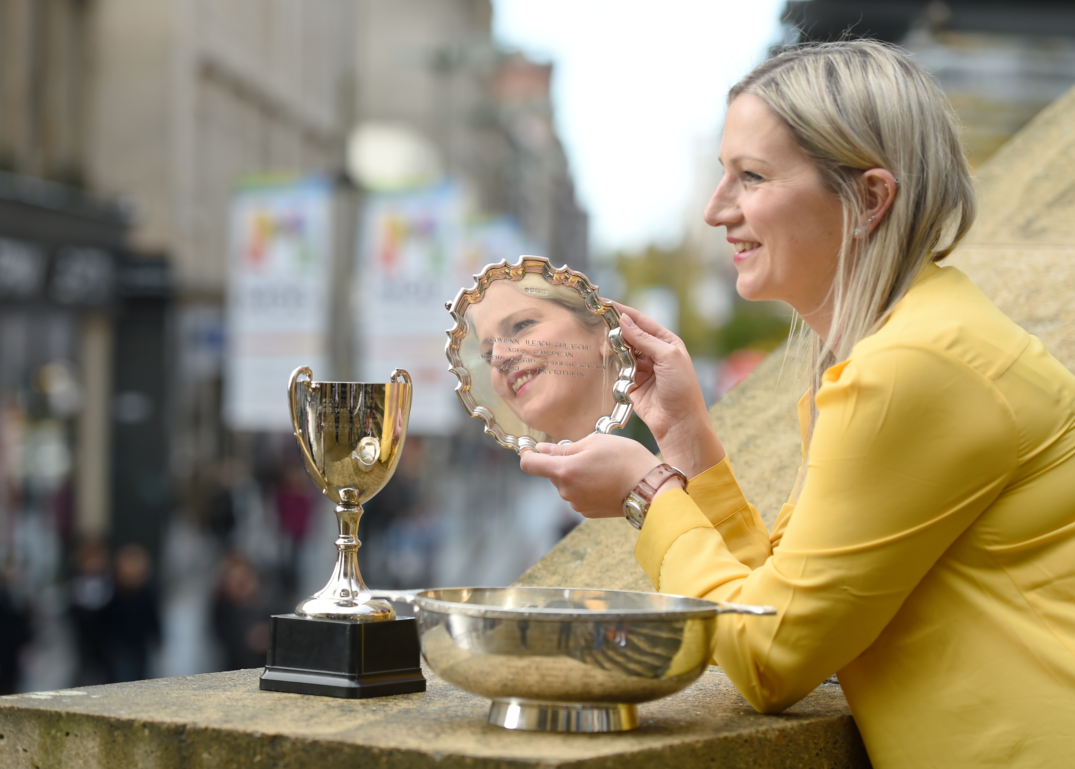 Claire Macaulay of Glasgow and Ness, Lewis, winner of the Mary C MacNiven Memorial Salver, Mr and Mrs Archibald MacDonald Memorial Trophy and the Joyce Murray Trophy in the Oran Mor.