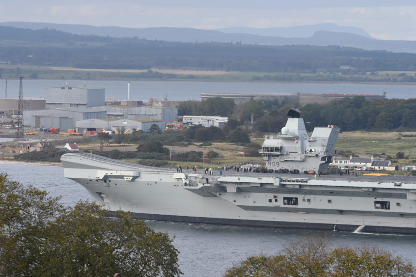 Aircraft carrier Prince of Wales at Cromarty.