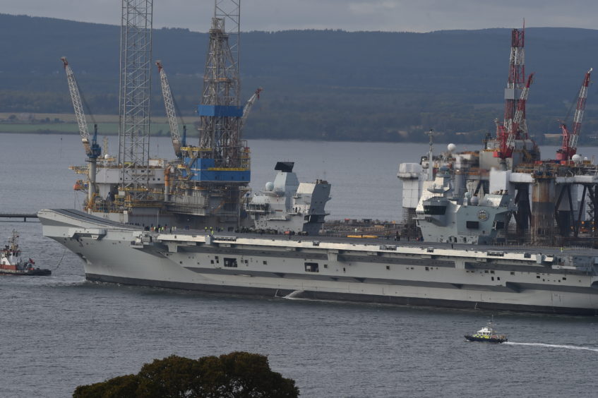 Aircraft carrier Prince of Wales at Cromarty.