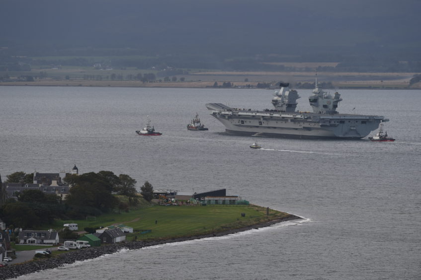 Aircraft carrier Prince of Wales at Cromarty.