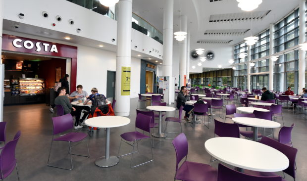 A cafeteria area within the Sir Ian Wood building at RGU.