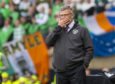 Hearts manager Craig Levein shows his frustration.