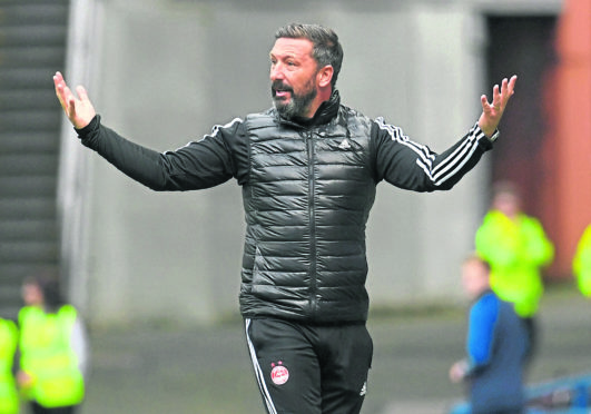 Aberdeen manager Derek McInnes during the Ladbrokes Premiership match between Rangers and Aberdeen at Ibrox Stadium, on September 28. Picture by Craig Foy/SNS Group