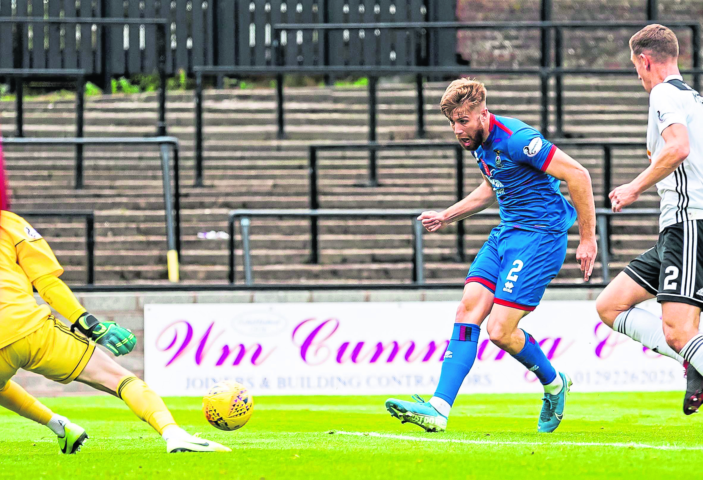 Shaun Rooney scores during the Ladbrokes Championship match between Ayr United and Inverness CT, at Somerset Park. Photo by Roddy Scott/SNS Group.