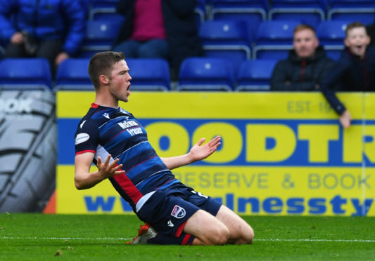 Blair Spittal celebrates his equaliser.