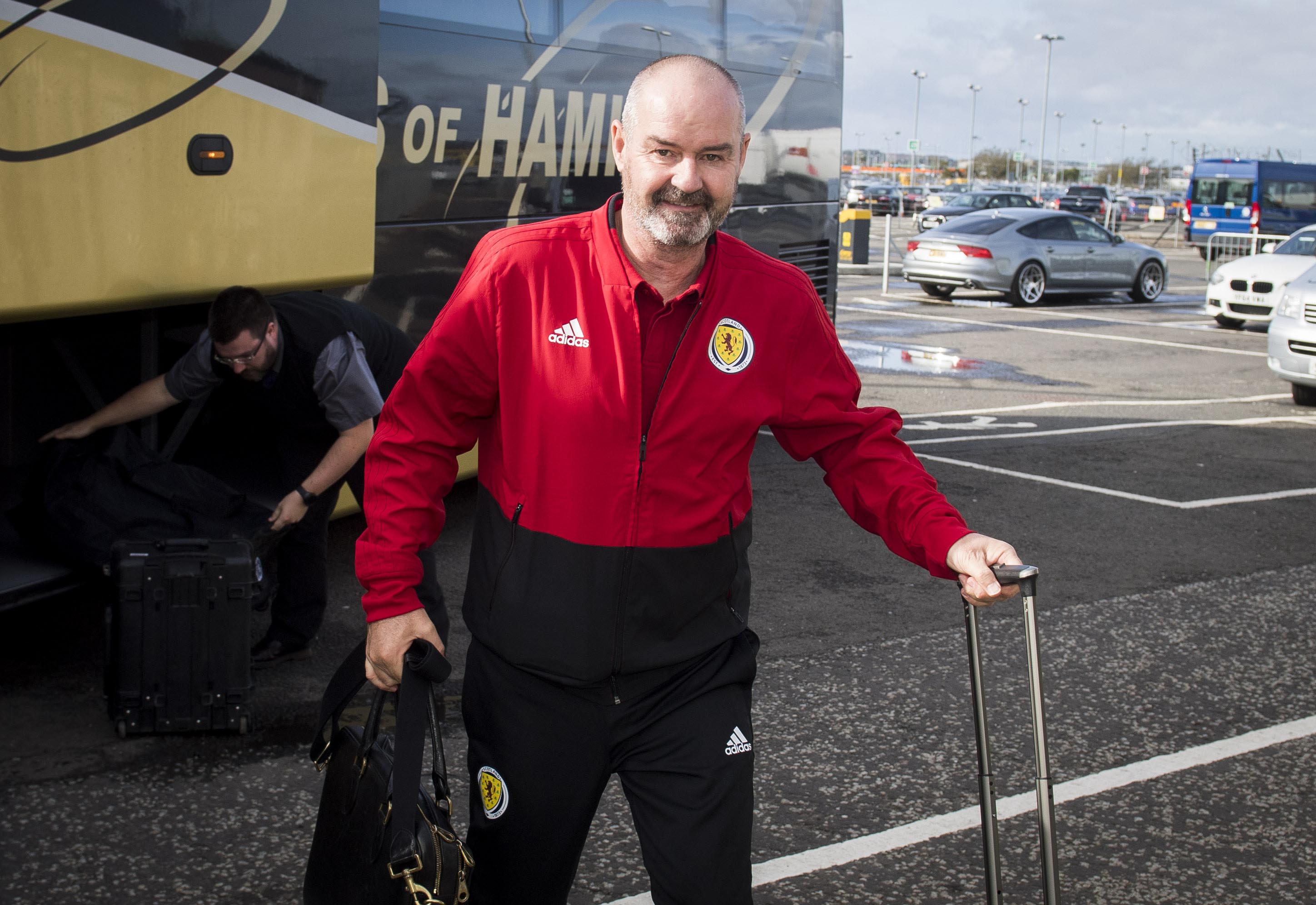 Scotland manager Steve Clarke pictured at Edinburgh Airport.