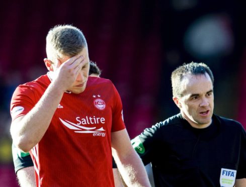 Aberdeen's Sam Cosgrove at full-time of the Ladbrokes Premiership match between Aberdeen and Celtic