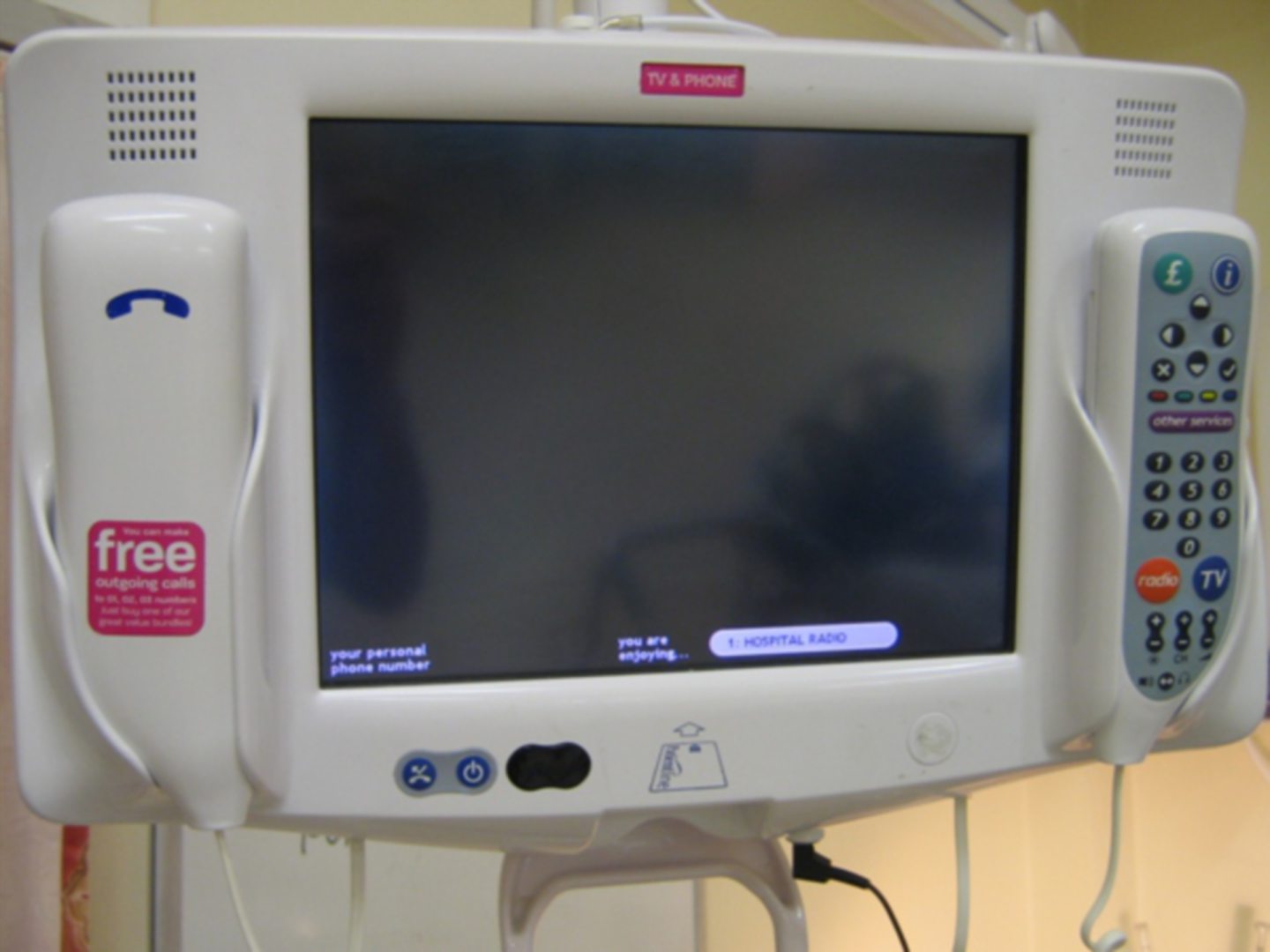 Hospedia patient television and phone set.
