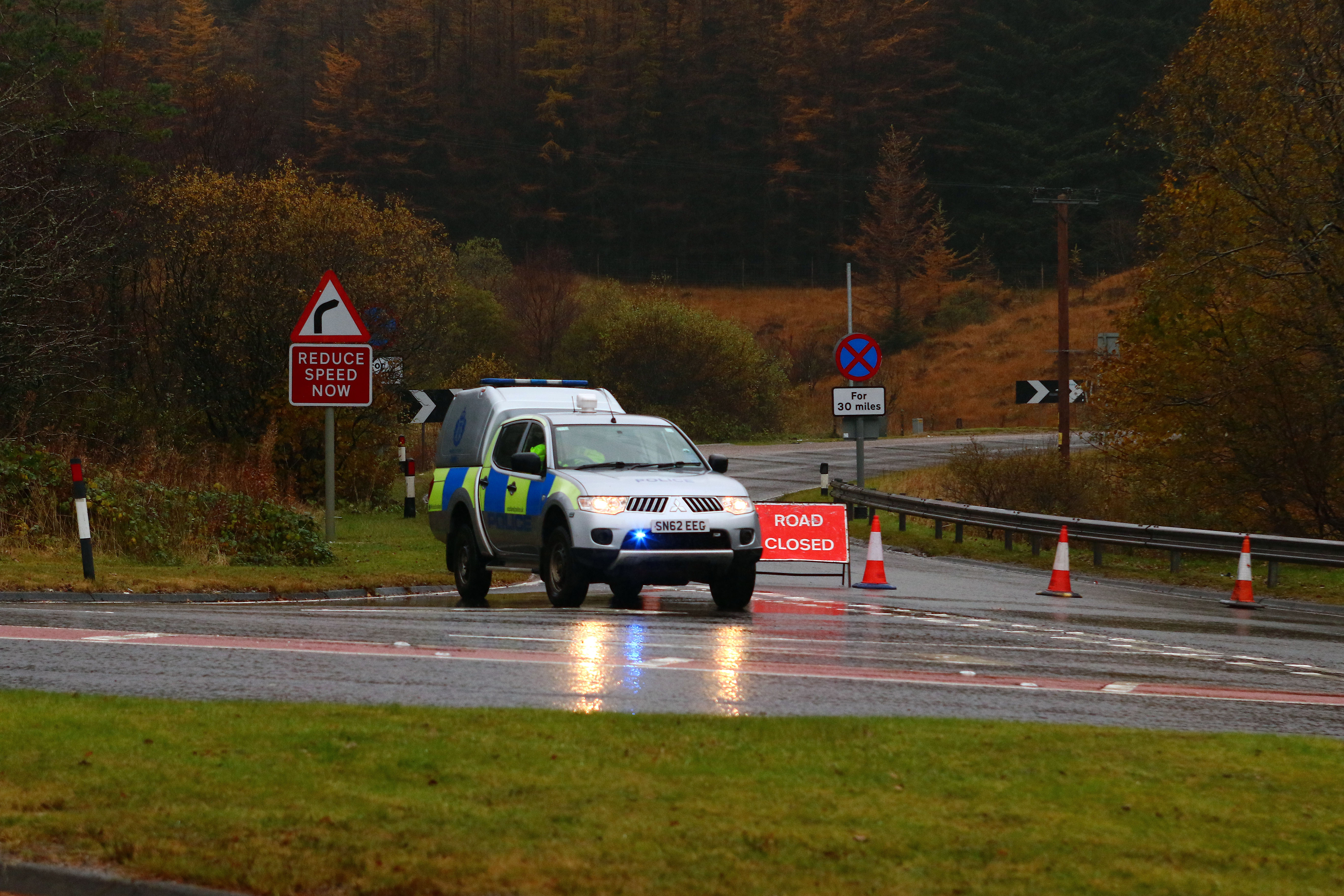 Roadblocks were set up at Tyndrum to prevent motorists from heading towards the crash scene