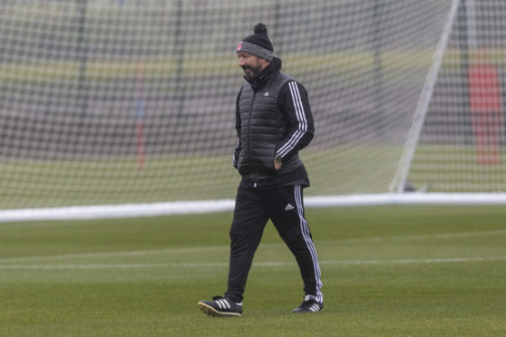 Derek McInnes at Cormack Park.