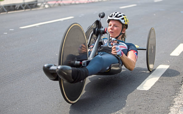 Karen Darke competing  at the Rio Paralympic Games 2016.