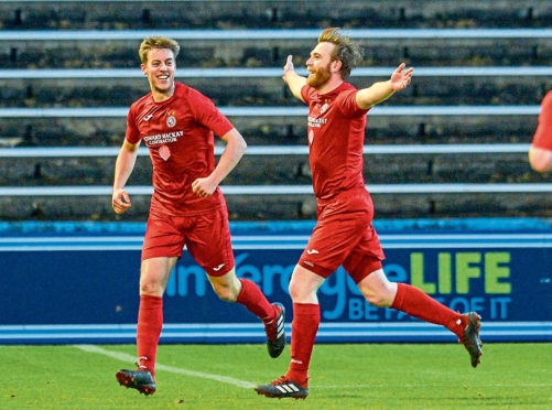 Dale Gillespie celebrates his goal against Morton.