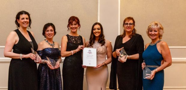 Winners from the Moray Business Women awards ceremony. Pictured: Sheila Hull, Joan Johnston, event host Nicky Marr, Aimee Stephen, Amanda Nasser, and Susan Beveridge. Picture: Lindsay Robertson Photography.