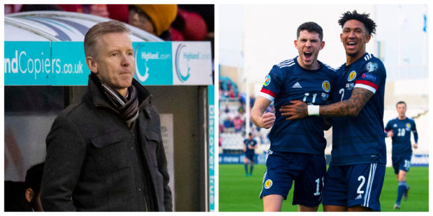 Charlie Christie (left) was back in the dugout on the same day as son Ryan netted for Scotland.