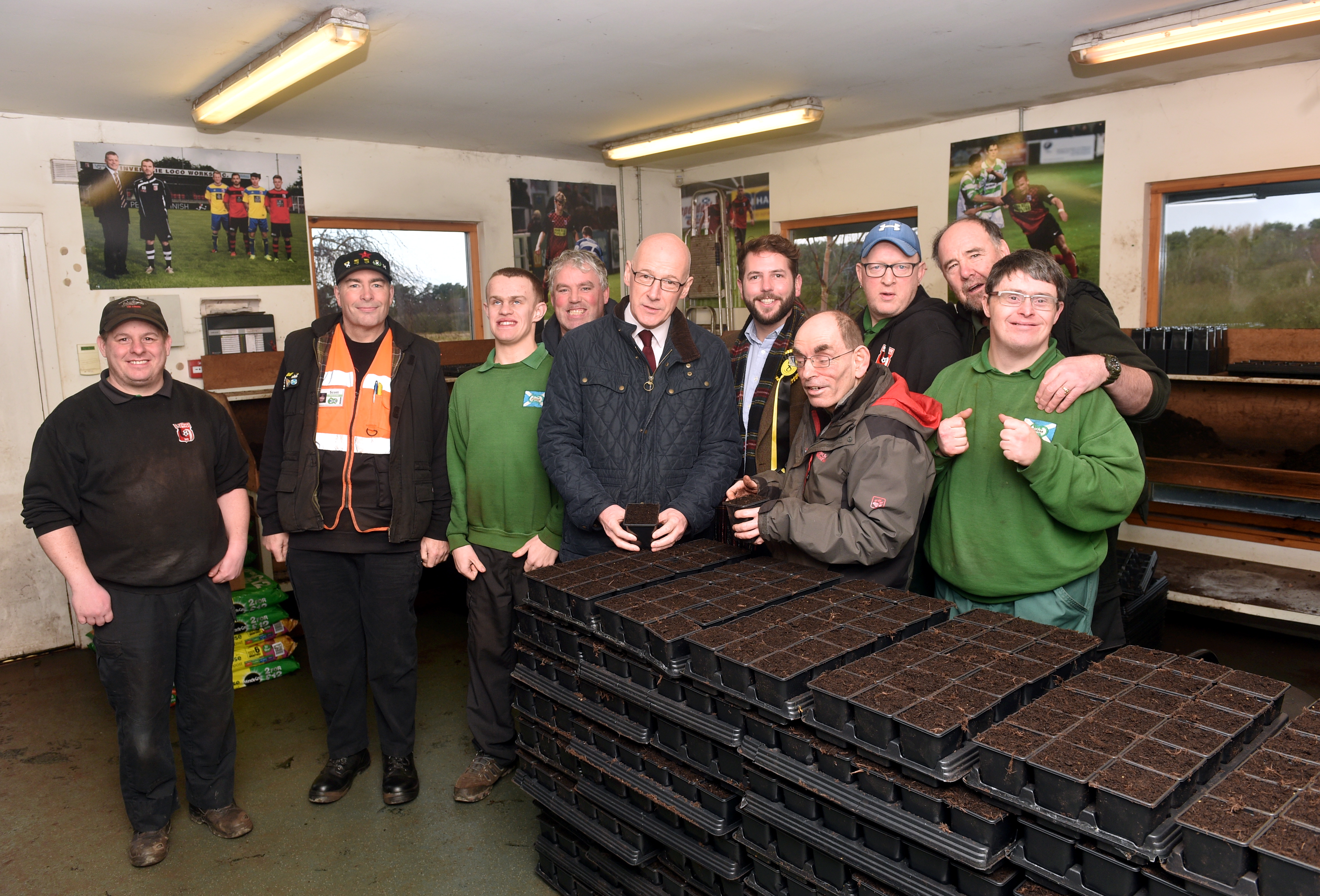 Pictured are John Swinney Deputy First Minister and Fergus Mutch, SNP candidate for West Aberdeenshire and Kincardine, on the campaign trail talking to members of staff at Foxlane Garden Centre, Westhill.