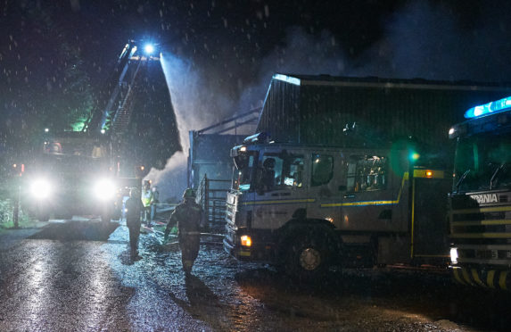 The scene of the fire near Rothienorman