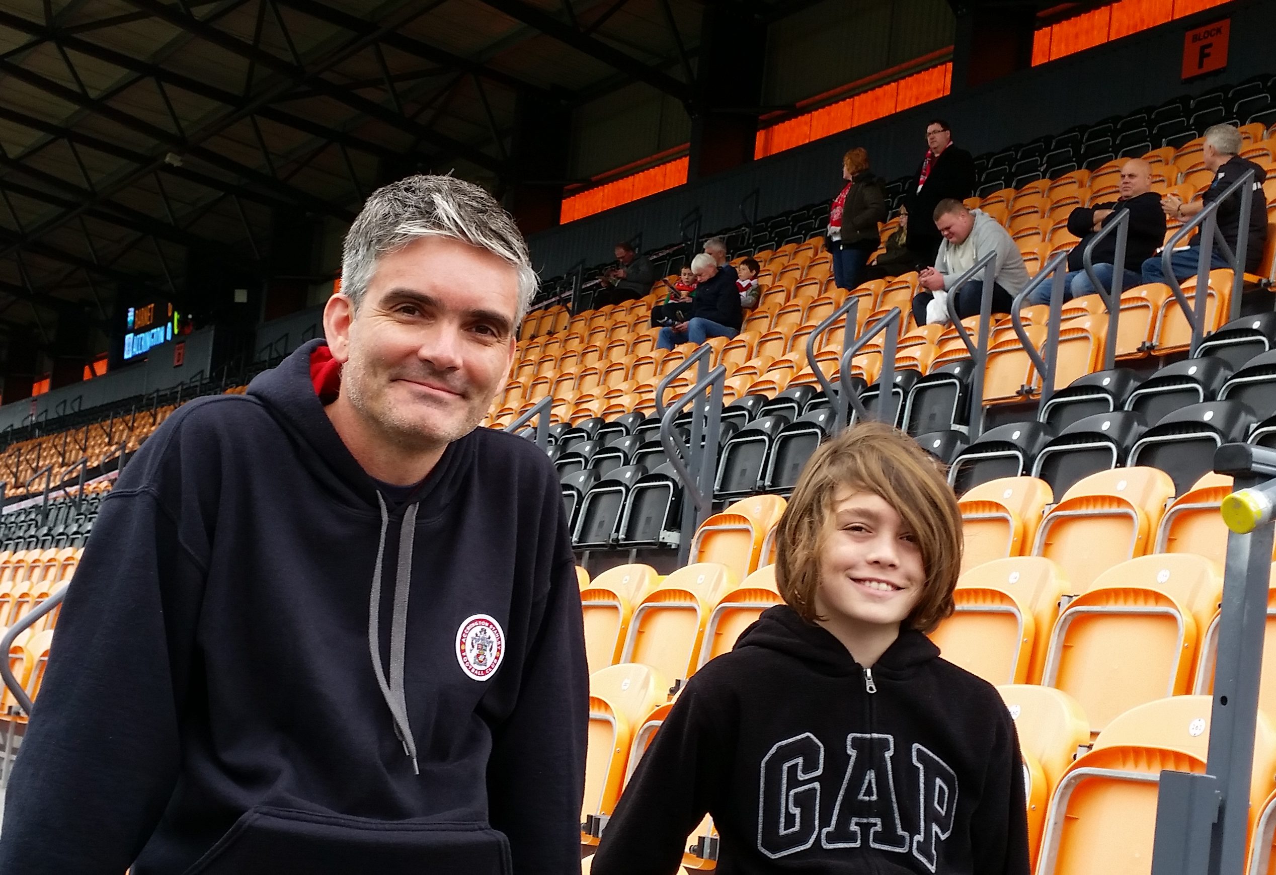 Mat Guy with his nephew, who accompanied him to a few games during his northern travels.