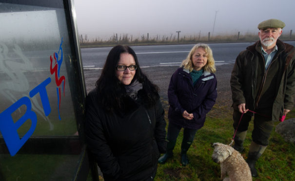 Dava Moor Residents Association members Zoe Howarth, Dave Macleod and Helen Dickinson. Picture by Jason Hedges.