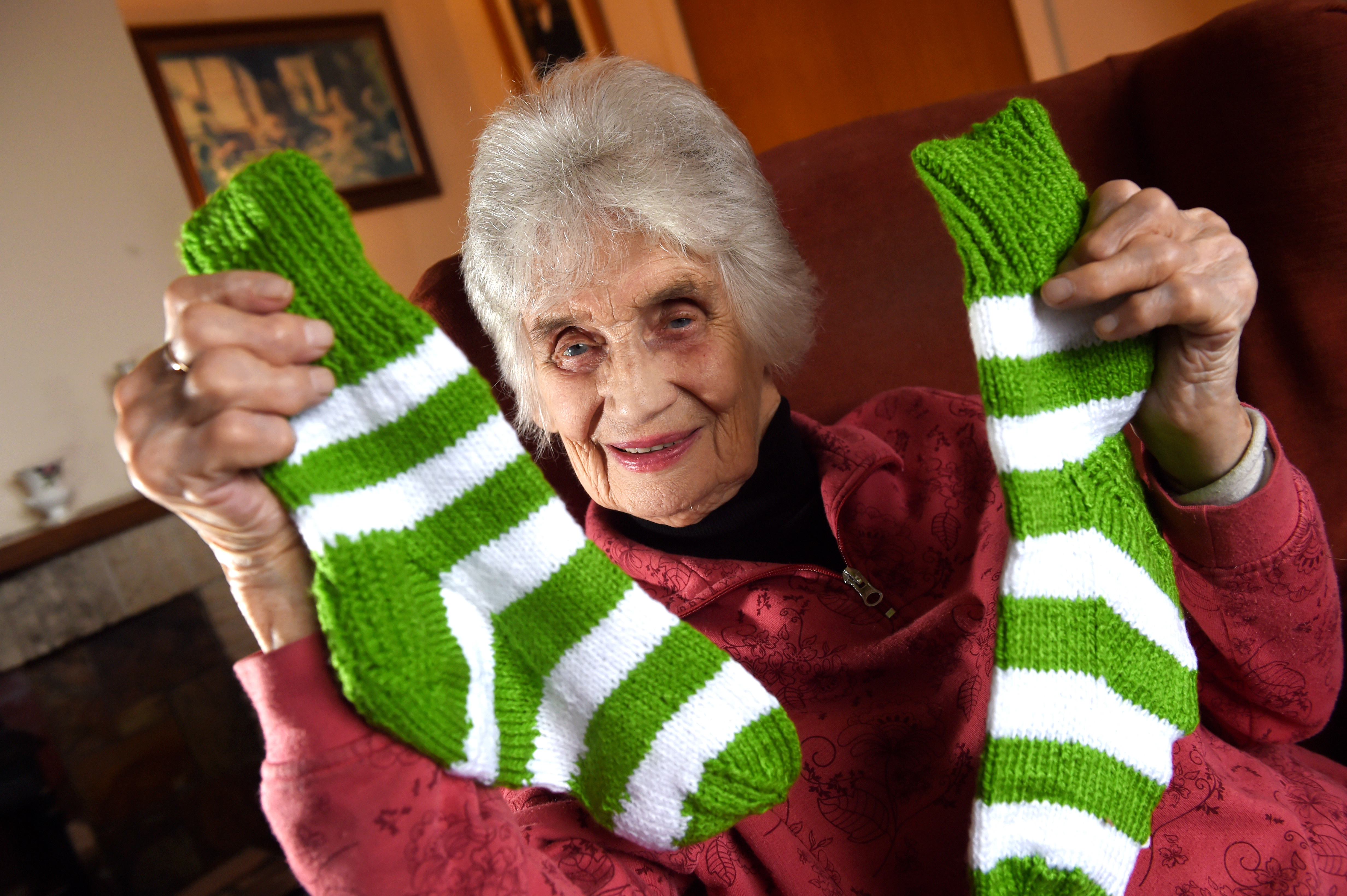 Ina Donnachie has knitted Rod Stewart a pair of socks.