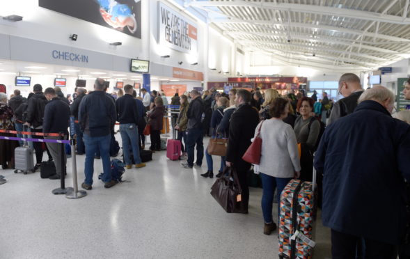 Inverness Airort was badly affected by fog yesterday afternoon with many flights cancelled or delayed.