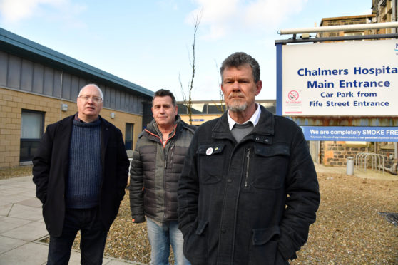 (L TO R) COUNCILLOR GLEN REYNOLDS, COMMUNITY COUNCILLOR ROBERT MCARTHUR AND COUNCILLOR ROSS CASSIE.