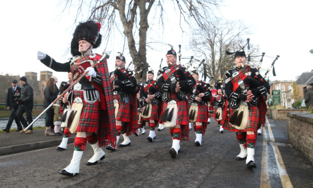 Royal British Legion pipe band led the Remembrance Sunday parade in Inverness in 2019