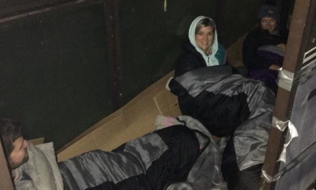 Sarah Jane Reid on a previous sleep out as she bids to raise awareness of homelessness and feed members of the community this Christmas