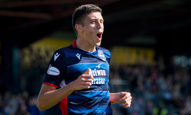 Ross Stewart celebrates netting for Ross County. Image: SNS