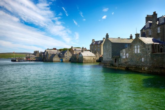 The shore of Lerwick on a beautiful sunny day