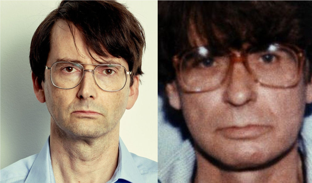 David Tennant as the north-east serial killer, left, and Dennis Nilsen, right