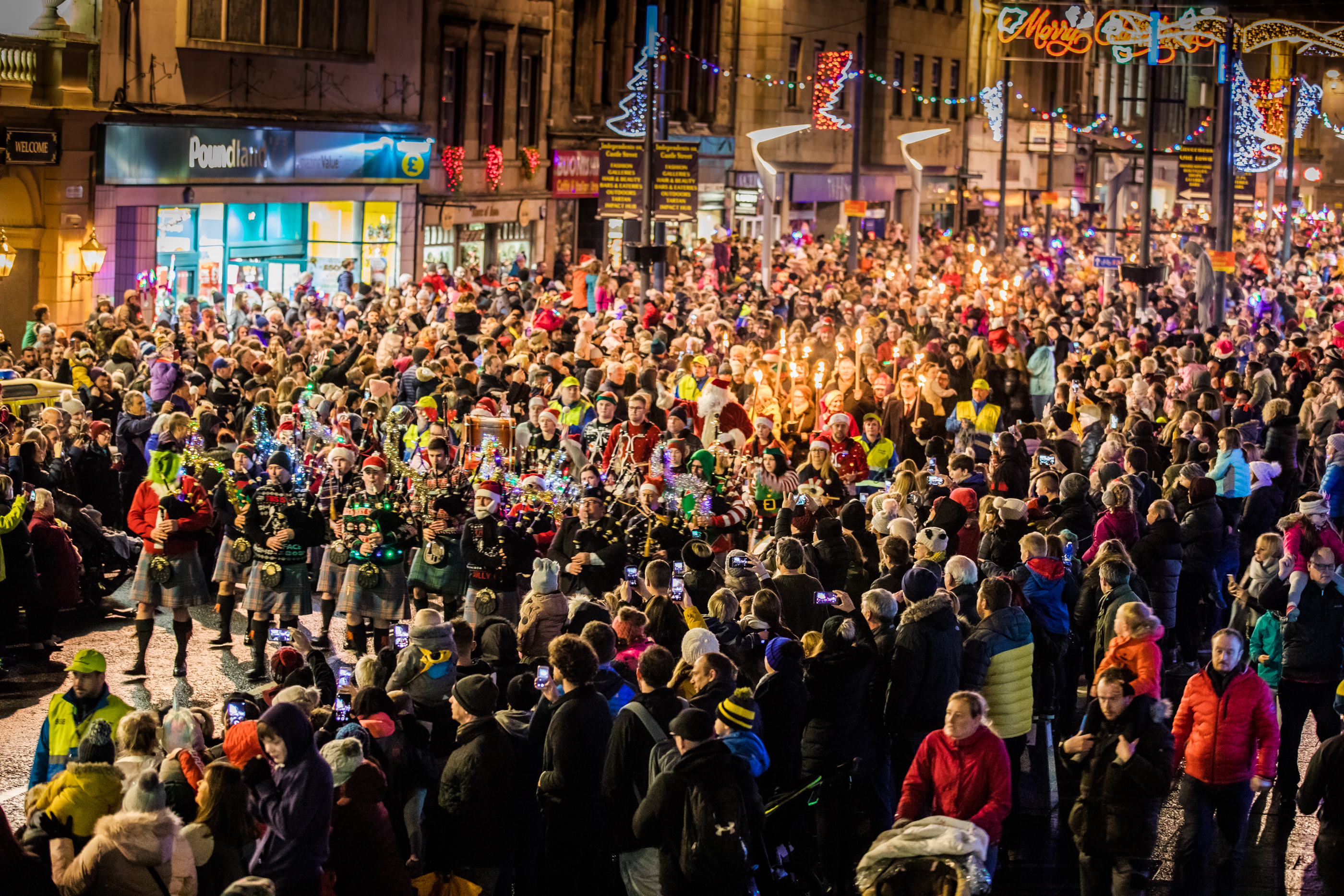 A large crowd gathered to see the Christmas lights being switched on in Inverness.