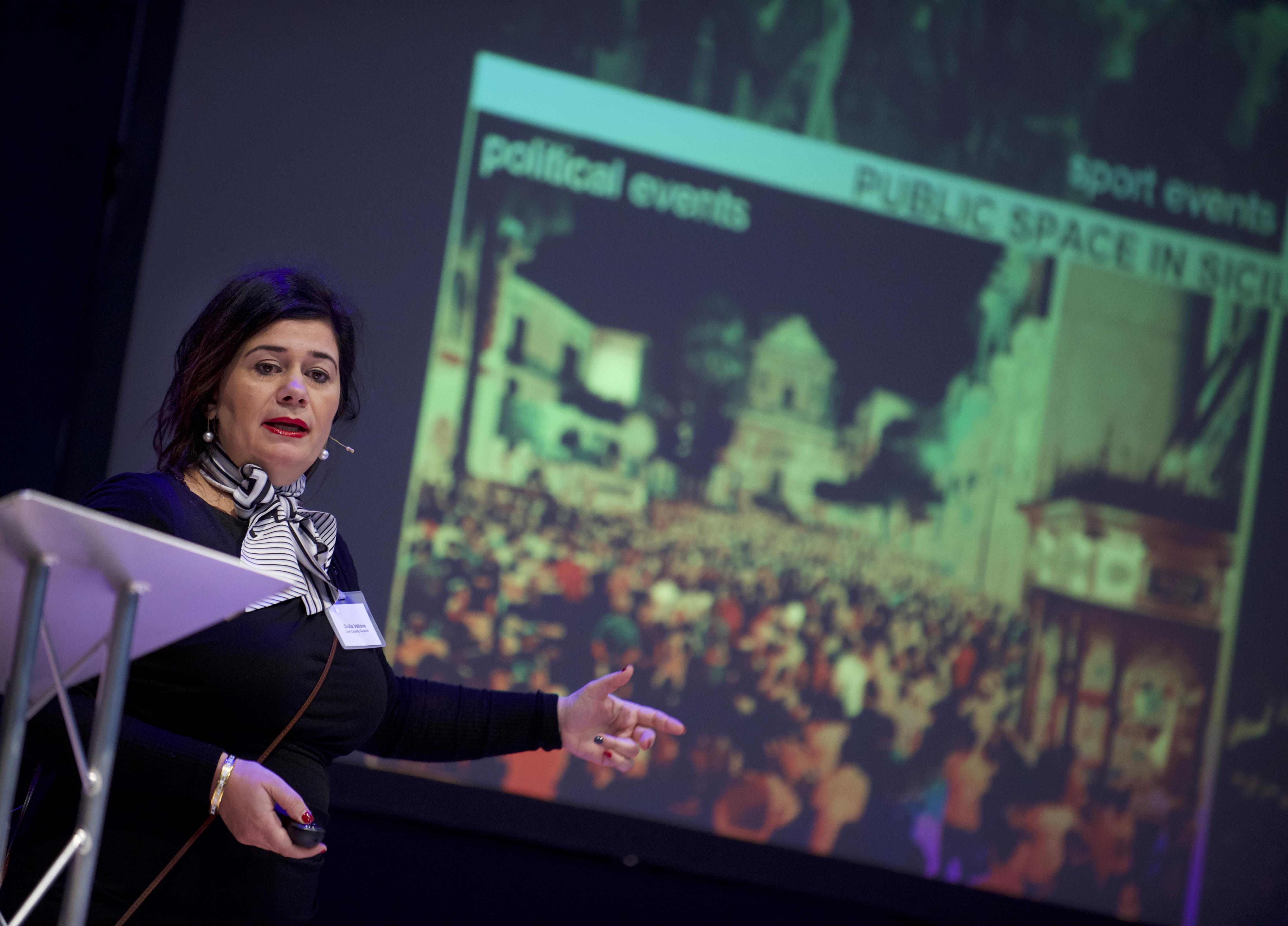 Giulia Vallone spoke at Scotland's Towns Conference, Aberdeen Music Hall.