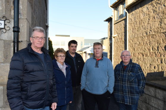 Pictured from left are George Square residents: Coliin Strachen, Edna Ross, Rob Griffith, Dave Cormie and George Ross.

Picture by Paul Glendell
